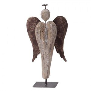 Dřevěná dekorace anděl na podstavci - 11*4*21 cm 6H2507 obraz