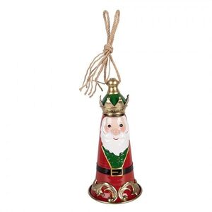 Kouzelný červený kovový vánoční zvonek Santa v podobě krále - Ø 13*26 cm 6Y6222 obraz