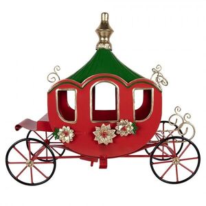 Kouzelná kovová dekorace zámeckého kočáru v červeno-zelené - 38*16*33 cm 6Y6219 obraz