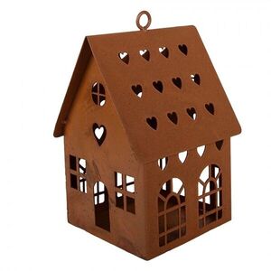 Rezavý svícen ve tvaru domku Rustic Charm - 12*12*20 cm 6Y6109 obraz