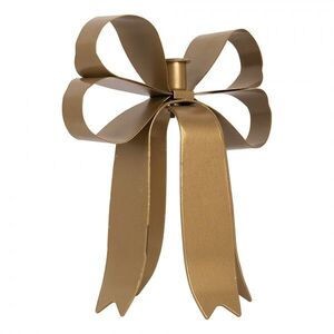 Zlatý antik kovový svícen mašle Bow Candle Rust - 20*16*21 cm 6Y6093 obraz