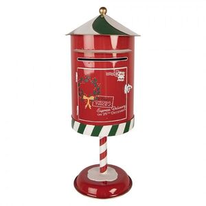 Červená kovová dekorace poštovní schránka Santa - Ø 24*58 cm 6Y6061 obraz