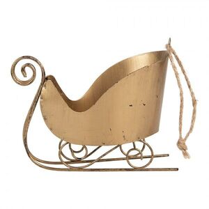 Zlatá antik vánoční ozdoba retro kovové sáně - 14*7*12 cm 6Y6052 obraz