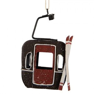 Vánoční ozdoba retro kabinka lanovky s lyžemi - 7*5*12 cm 6Y6048 obraz