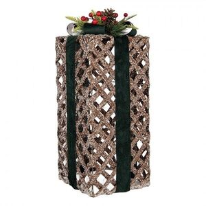 Kouzelný vánoční proutěný dárek se zasněženým efektem L - 20*20*53 cm 6RO0620 obraz