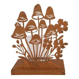 Rustikální rezavý svícen s houbičkami Mushroom Rust - 12*12*15 cm 6Y6100 obraz