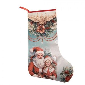 Vánoční punčocha Santa s děvčátkem L - 29*1*48 cm 66462 obraz