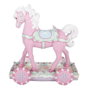 Vánoční dekorace koník na kolečkách Pastel Christmas Chic - 35*16*38 cm 6PR6233 obraz