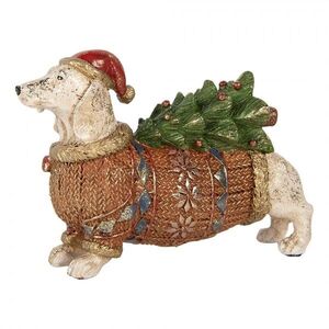 Dekorace figurka jezevčík ve světříku se stromkem - 21*6*14 cm 6PR6218 obraz