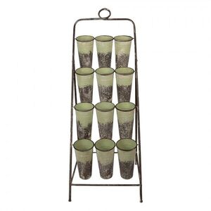 Vintage kovový stojan se 12ti boxy na květiny - 55*70*143 cm 5Y1477 obraz