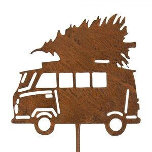 Rustikální rezavý zápich auto se stromkem Cars Rust - 26*1*75 cm 5Y1470 obraz