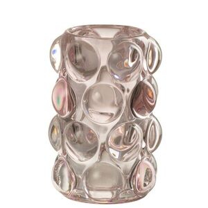 Růžový skleněný svícen / váza Bollie - Ø 8*12 cm 30365 obraz