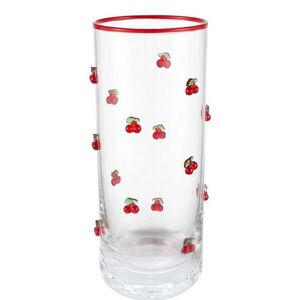 Sklenice na vodu s romantickým motivem třešní - Ø 6*15 cm / 350 ml 6GL5519 obraz