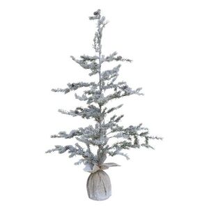 Zasněžený vánoční borovicový stromek v jutě a se šiškami Pine Tree - 55*120 cm 39129321 obraz