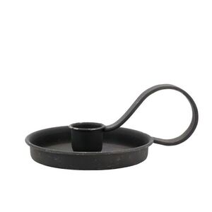 Černý antik kovový svícen na úzkou svíčku s očkem - 10*Ø 8*6 cm 71154924 obraz