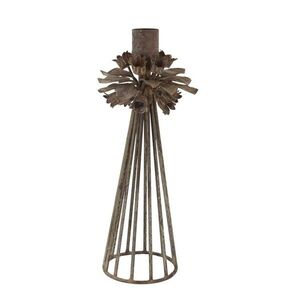 Mocca kovový svícen s květy na úzkou svíčku Charm Antique - 9, 5*23 cm 71155320 obraz