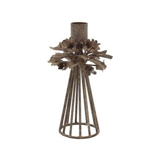 Mocca kovový svícen s květy na úzkou svíčku Charm Antique - 9, 5*16 cm 71155220 obraz