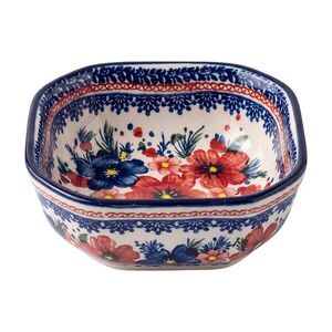 Keramická hranatá miska s květy Blooming Blue – 11*11*4 cm 6CEBO0271 obraz