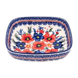 Keramická hranatá mísa s květy Blooming Blue – 15*15*5 cm 6CEBO0270 obraz