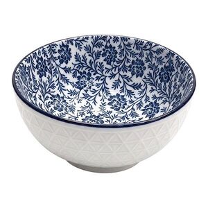 Keramická miska s modrým květinovým motivem - Ø 13*5 cm / 300 ml 6CEBO0251 obraz
