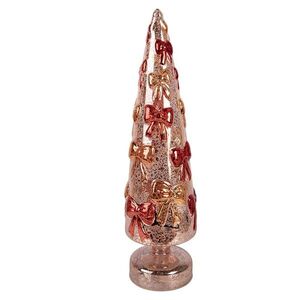 Skleněný LED vánoční stromek s mašličkami – Ø 10*37 cm / 3×AA cm 6GL5453 obraz