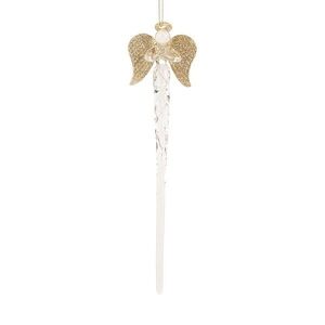 Elegantní skleněná vánoční ozdoba rampouch s dekorem andílka – 5*4*20 cm 6GL5451 obraz
