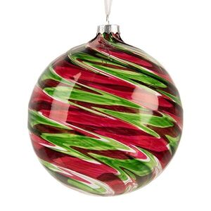 Červeno-zelená skleněná vánoční ozdoba – Ø 12*12 cm 6GL5438 obraz
