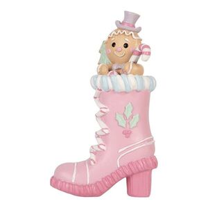 Vánoční dekorace figurka růžová bota s perníčkem Pastel Christmas Chic – 13*9*22 cm 6PR6241 obraz