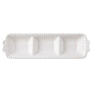 Bílá porcelánová mistička s perličkovým okrajem a motýlky Butterfly - 25*7*3 cm 6CE2483 obraz
