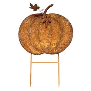 Rustikální zahradní oranžový zápich dýně Pumpkin Rust - 48*3*72 cm 5Y1488 obraz