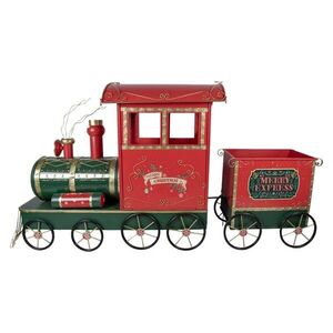 Velká červená kovová vánoční dekorace vlak Merry Express - 280*75*135 cm 5Y1480 obraz