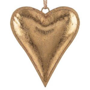 Zlatá antik kovová závěsná dekorace srdce Heart Antique L - 22*4*19 cm 6Y6215L obraz