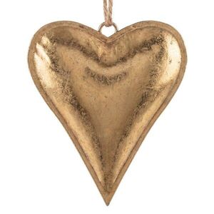 Zlatá antik kovová závěsná dekorace srdce Heart Antique M - 19*3*16 cm 6Y6215M obraz