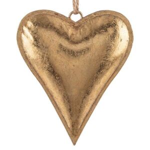Zlatá antik kovová závěsná dekorace srdce Heart Antique S - 15*3*12 cm 6Y6215S obraz