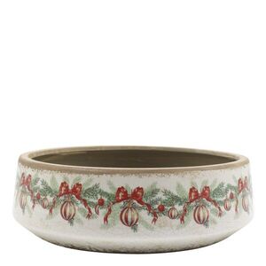 Béžová keramická mísa s vánočními ozdobami Christmas Bow & Bauble – Ø 30*10 cm 65110319 obraz