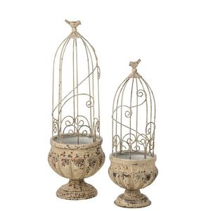 Sada 2 ks květináč ptačí klec Vintage Chateau – 22*22*66 / 18*18*54 cm 267477 obraz