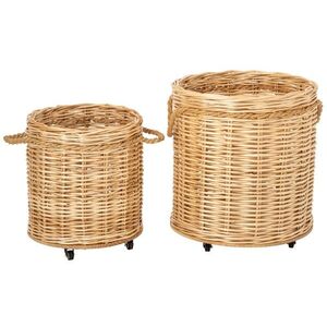Sada 2ks přírodní proutěný koš / květináč na kolečkách – 60*60*66 / 48*48*54 cm 266671 obraz