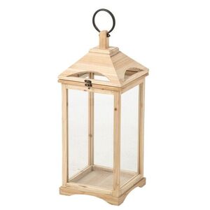 Přírodní antik dřevěná lucerna Chamonia – 25*26*61 cm 265883 obraz