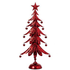 Červený kovový stromek s rolničkami Christmas Tree L – 25, 5*11, 5*56 cm 265795 obraz