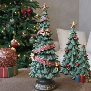 Zelený vánoční stromek se stuhou a mašlemi Noël Tree z polyresinu – Ø 15*40 cm 52097021 obraz