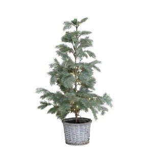 Zelený vánoční borový stromek Fleur se 60 LED světýlky a košíkem – Ø 50*90 cm 39129521 obraz