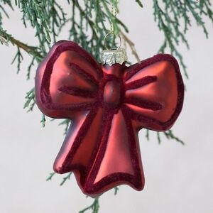 Červená vánoční skleněná ozdoba mašle Bow – 8*2*8 cm 52104733 obraz