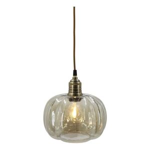 Skleněná lampa s kouřovým sklem a mosazným vrškem – Ø 17*18 cm / 40W/ E27 71159125 obraz