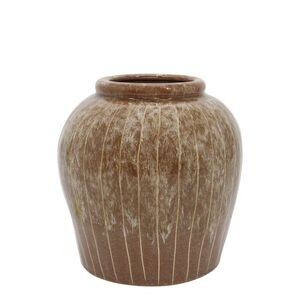 Hnědá kameninová váza s pruhy Nature – Ø 23*23 cm 65112220 obraz