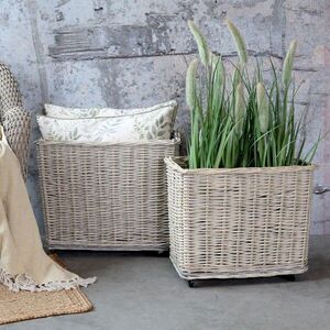 Sada 2ks proutěných košů French Basket Grey s kolečky – 59*41*50/ 51*33*45 cm 15030500 obraz