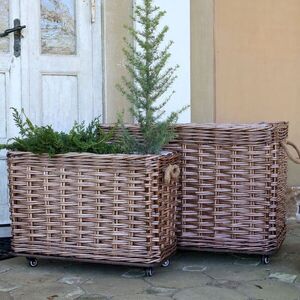 Sada 2ks hnědých košů French Basket Nature s kolečky – 82*48*55/ 66*33*44 cm 15031500 obraz