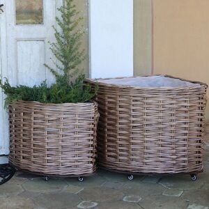 Sada 2ks hnědých rohových košů French Basket Nature s kolečky – 62*62*55/ 47*47*45 cm 15031400 obraz