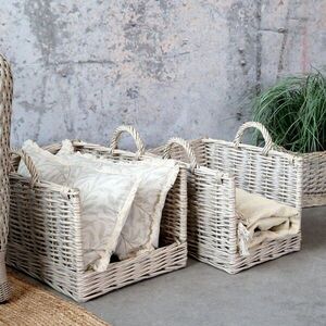 Sada 2ks proutěných košů s uchy French Basket Grey – 50*39*40/ 42*30*37 cm 15030300 obraz