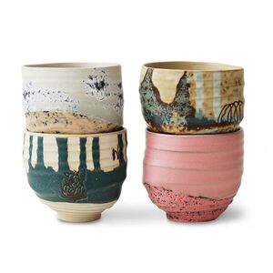 Sada 4ks uměleckých keramických hrnků na kávu Artist Ceramics – 8*8*7, 5 cm/ 250ml KCT0020 obraz