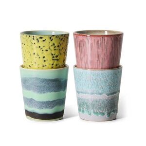 Sada 4ks kameninových hrnků na kávu 70s Artist – 7, 5*7, 5*8 cm / 230ml KST0233 obraz